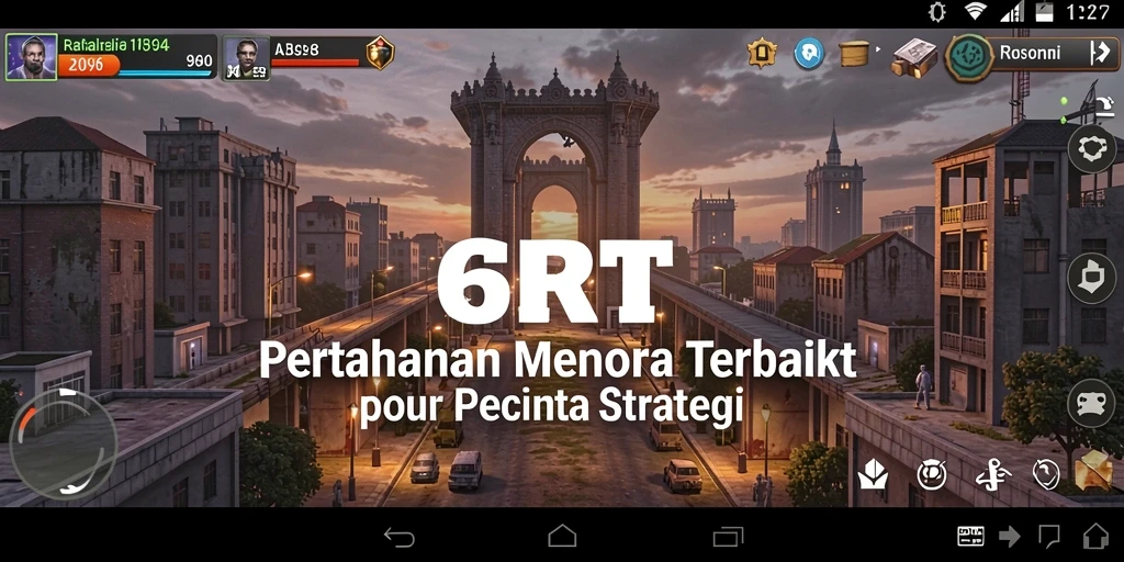 Screenshot 6RT menampilkan aksi seru pertahanan menara yang strategis.