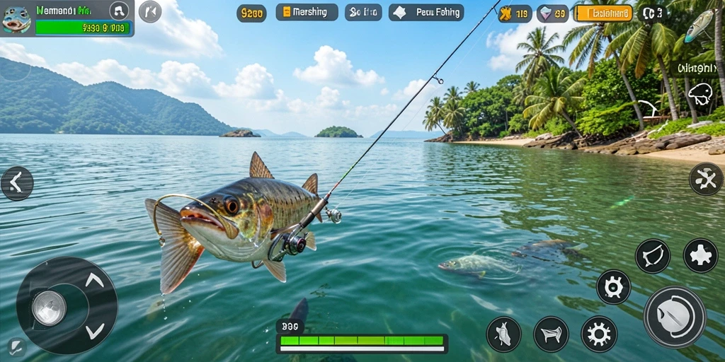 Tangkapan ikan realistis dalam gameplay 9939 yang menakjubkan.