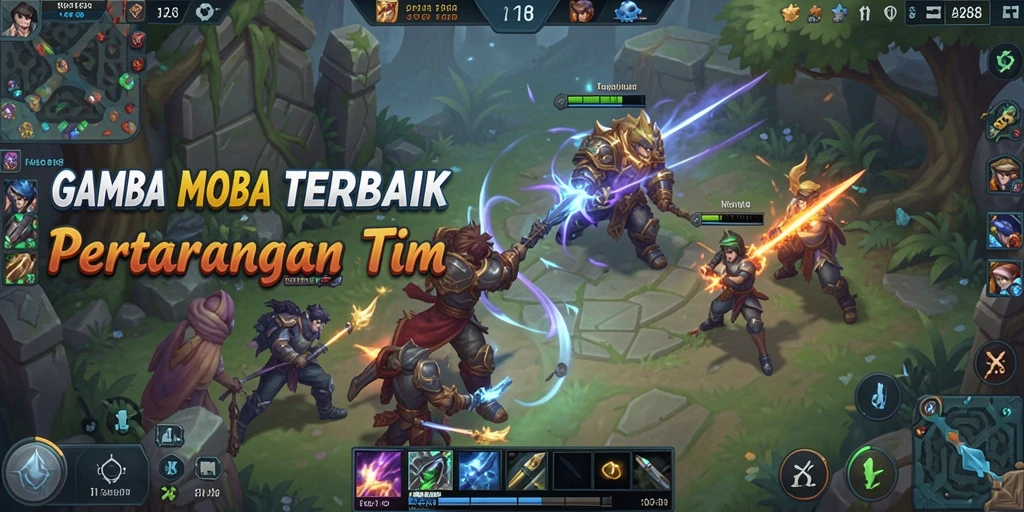 Tangkapan layar API288 menampilkan aksi seru dari pertarungan MOBA yang mendebarkan.