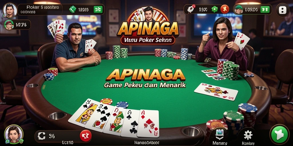 Tampilan gameplay menarik poker di APINAGA dengan grafik berkualitas.
