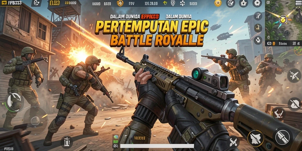 Screenshot gameplay <strong>FB333</strong> menampilkan aksi seru pertempuran Battle Royale.