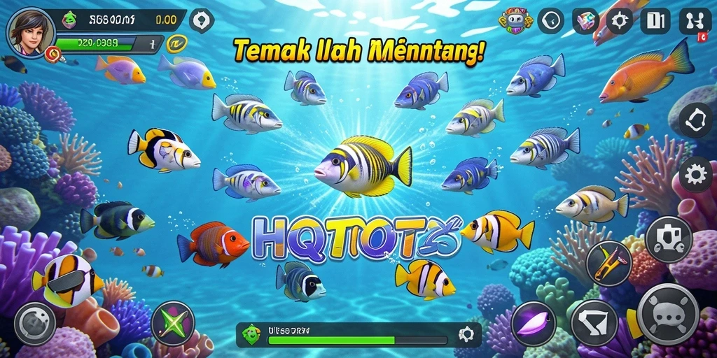 Tampilan screenshot HQTOTO dengan gameplay Tembak Ikan yang dinamis.