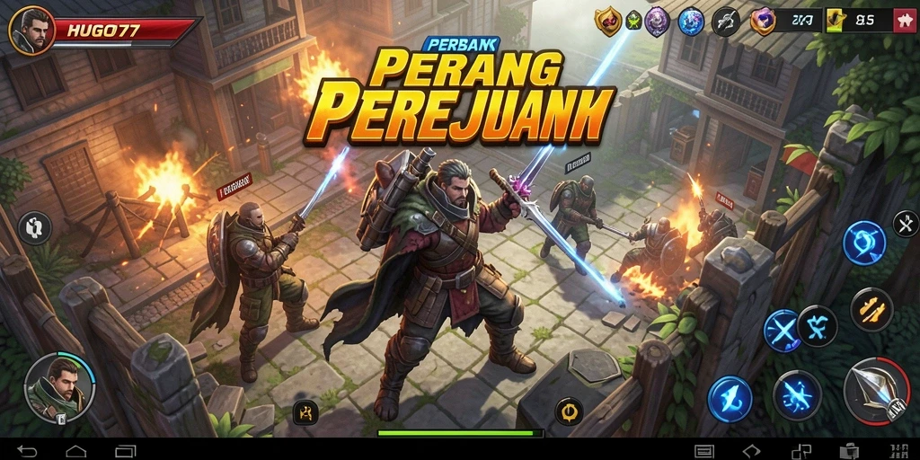 Screenshot tampilan gameplay bertarung seru di HUGO77.