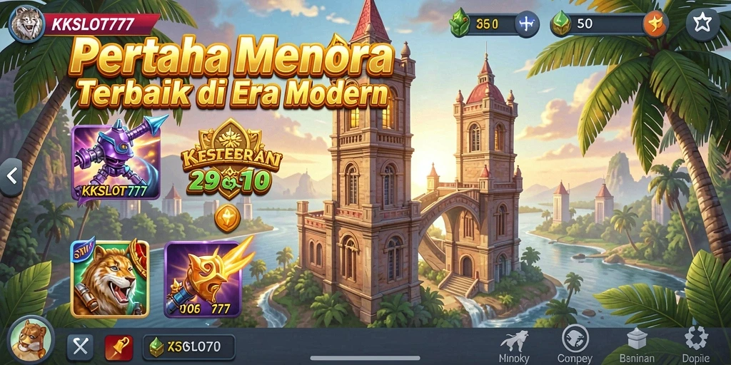 Tampilan gameplay KKSLOT777 yang seru dalam pertempuran Tower Defense.