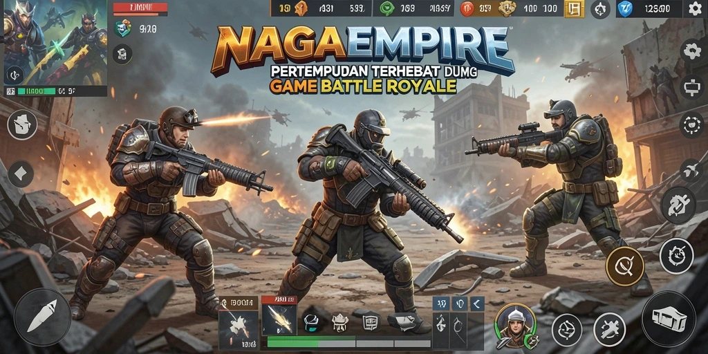 Screenshot dari gameplay seru NAGAEMPIRE dalam pertempuran Battle Royale.