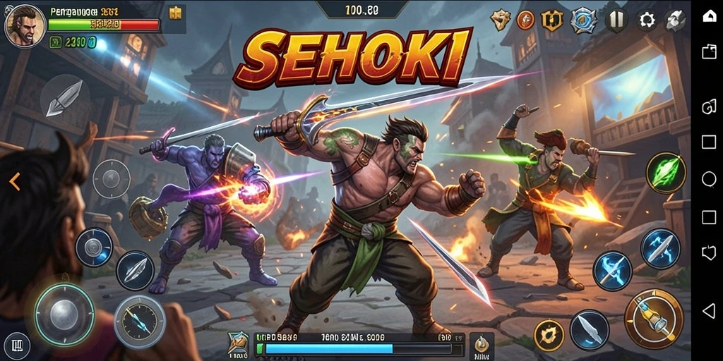 Gameplay SEHOKI yang menampilkan pertarungan seru antar karakter.