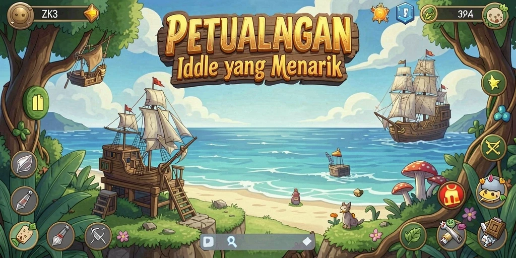 Tampilan gameplay ZK3 dengan fitur idle yang menarik.